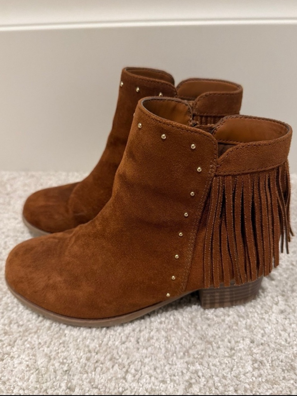 Brown chestnut girls tassel suede Ankle boots size 2